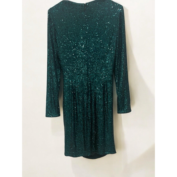Belle Badgley Mischka Dress Women 4 Green Allover Sequin Party Cocktails Formal - Picture 3 of 8